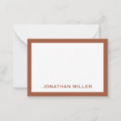 Terracotta Minimale monogram Naam Notitiekaartje (Achterkant)