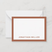 Terracotta Minimale monogram Naam Notitiekaartje (Voorkant)