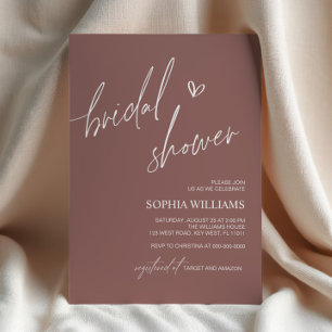 Terracotta Minimalist Bridal Shower-uitnodiging Kaart