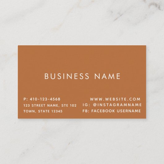 Terracotta Minimalist QR Code Visitekaartje (Achterkant)