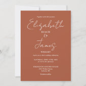 Terracotta Minimalist Script Photo Wedding Kaart (Voorkant)