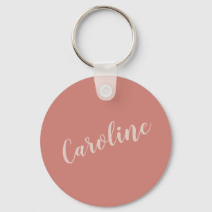 Terracotta Minimalist Typography Persoonlijke naam Sleutelhanger