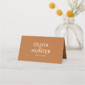 Terracotta Minimalist Wedding Folded Place Card (Achterkant)