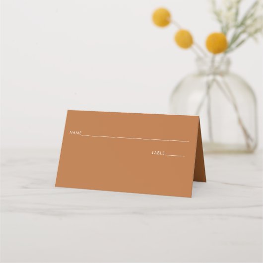 Terracotta Minimalist Wedding Folded Place Card (Voorkant)