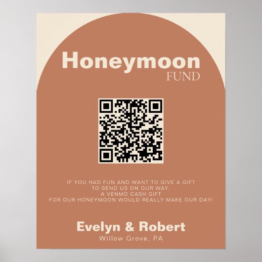 Terracotta Minimalist Wedding Honeymoon Fund Poster (Voorkant)