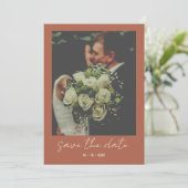 Terracotta Minimalist Wedding Invitation Kaart (Staand voorkant)