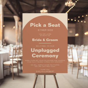 Terracotta Minimalist Wedding Unplugged Ceremony Poster