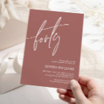 Terracotta Minimaliste 40e anniversaire Invitation<br><div class="desc">*** Veuillez saisir H014 dans la recherche de magasin pour trouver tous les articles correspondants *** Ou visitez notre Collection Minimaliste en Terracotta. *** Ce design de haute qualité est facile à customiser pour correspondre à vos couleurs, styles et thèmes d'anniversaire. Pour plus de personnalisation, cliquez sur le lien "Modifier...</div>