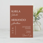 Terracotta minimaliste espagnol faire-part de mari (Debout devant)