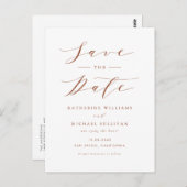 Terracotta Minimalistisch Script QR Code Save the  Briefkaart (Voorkant / Achterkant)