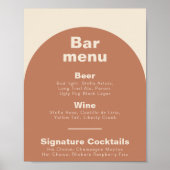 Terracotta minimalistische formele trouwbarmenu  poster (Voorkant)