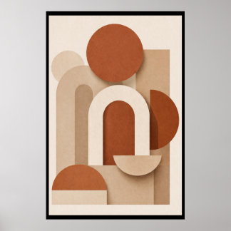 Terracotta Minimalistische Geometrische Poster
