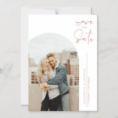 Terracotta minimalistische kalligrafie Bewaar de d Magnetische Uitnodiging (Voorkant)