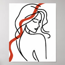 Terracotta Minimalistische Vrouw Lijnkunst Poster