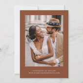 Terracotta Modern Calligraphy Wedding Photo Save The Date (Achterkant)