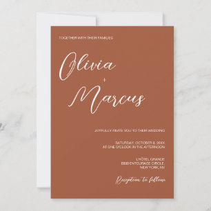 Terracotta Modern Chic Script Wedding Entourage Kaart