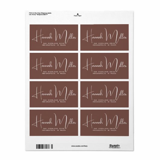 Terracotta Modern Elegant Minimalist Etiket (Full Sheet)