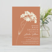 Terracotta Modern Floral Baby shower Kaart (Staand voorkant)