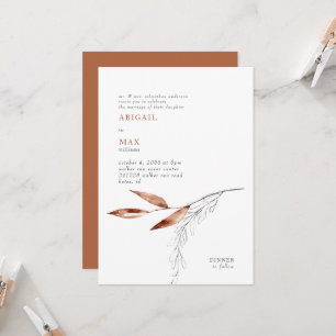 Terracotta Modern Foliage Wedding Kaart