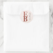 Terracotta Modern Large Initiaal Custom Wedding Ronde Sticker (Tas)
