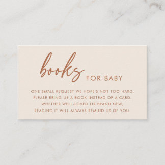 Terracotta Modern Minimalist Books for Baby Shower Informatiekaartje