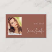 Terracotta modern minimalist photo QR code Visitekaartje (Voorkant)