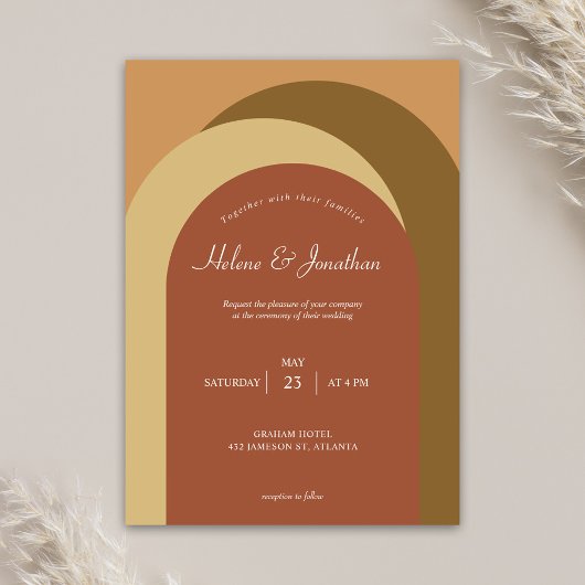 Terracotta Modern Minimalist Wedding Kaart