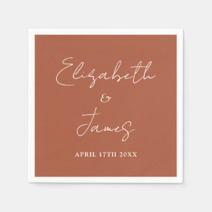Terracotta Modern Minimalistisch Script Bruiloft Servet