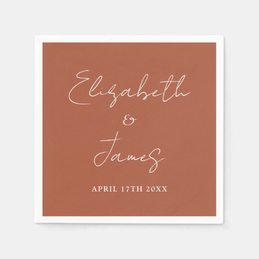 Terracotta Modern Minimalistisch Script Bruiloft Servet (Voorkant)