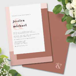 Terracotta Modern Monogram Minimalist Bold Wedding Kaart