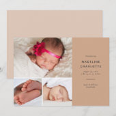 Terracotta Modern Multi-Photo Birth Aankondiging (Voorkant / Achterkant)