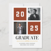 Terracotta Modern Photo Collage Grad Faire-part (Devant)