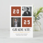 Terracotta Modern Photo Collage Grad Faire-part (Debout devant)