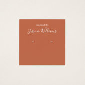 Terracotta Modern Script QR Oorbel Display Kaart (Voorkant)