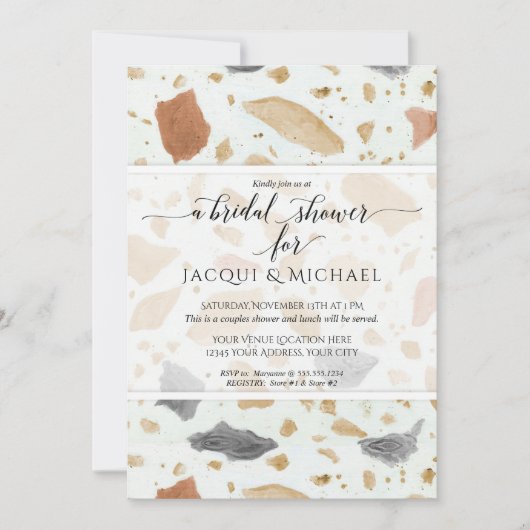 Terracotta Modern Terrazzo Abstracte koppels Douch Kaart (Voorkant)