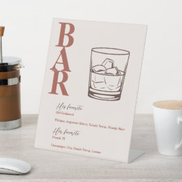 Terracotta Modern Wedding Bar Drink Reclamebord Met Voetstuk