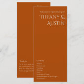 Terracotta Modern Wedding Programme (Voorkant / Achterkant)