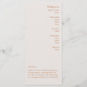 Terracotta Modern Wedding Programme (Achterkant)