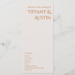 Terracotta Modern Wedding Programme