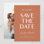 Terracotta Modern Wedding Save the Date (Voorkant / Achterkant)