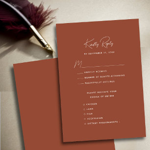 Terracotta Modern Whimsical Script Bruiloft RSVP Kaartje