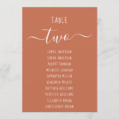 Terracotta Modern White Script Seating Chart Card (Voorkant)