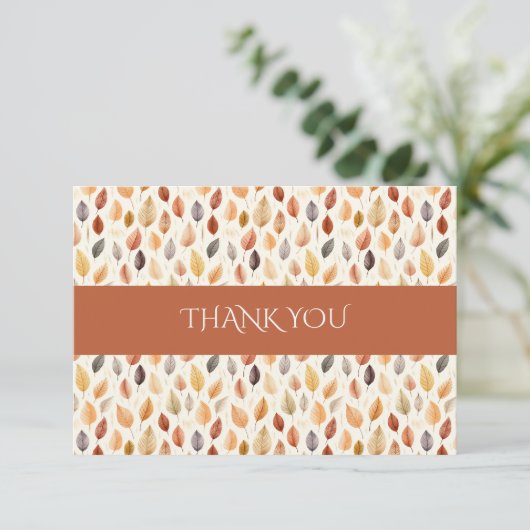 Terracotta Moderne Aquarel Herfstbladeren Herfst Bedankkaart (Staand voorkant)