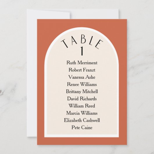 Terracotta moderne arqué numéro de table plan de s (Devant)