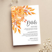 Terracotta Moderne Bloemen Rustieke Bruiloft Informatiekaartje