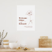 Terracotta Moderne Floral Mariage Affiche de bienv (Cuisine)