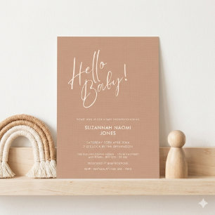 Terracotta moderne minimalistische Hello Baby Show Kaart