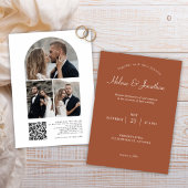 Terracotta Moderne QR Code Foto Elegante bruiloft Kaart