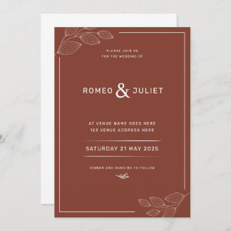 Terracotta moderne simple Faire-part de mariage