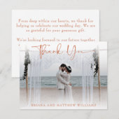 Terracotta moderne trouwfoto dank u kaart (Voorkant / Achterkant)